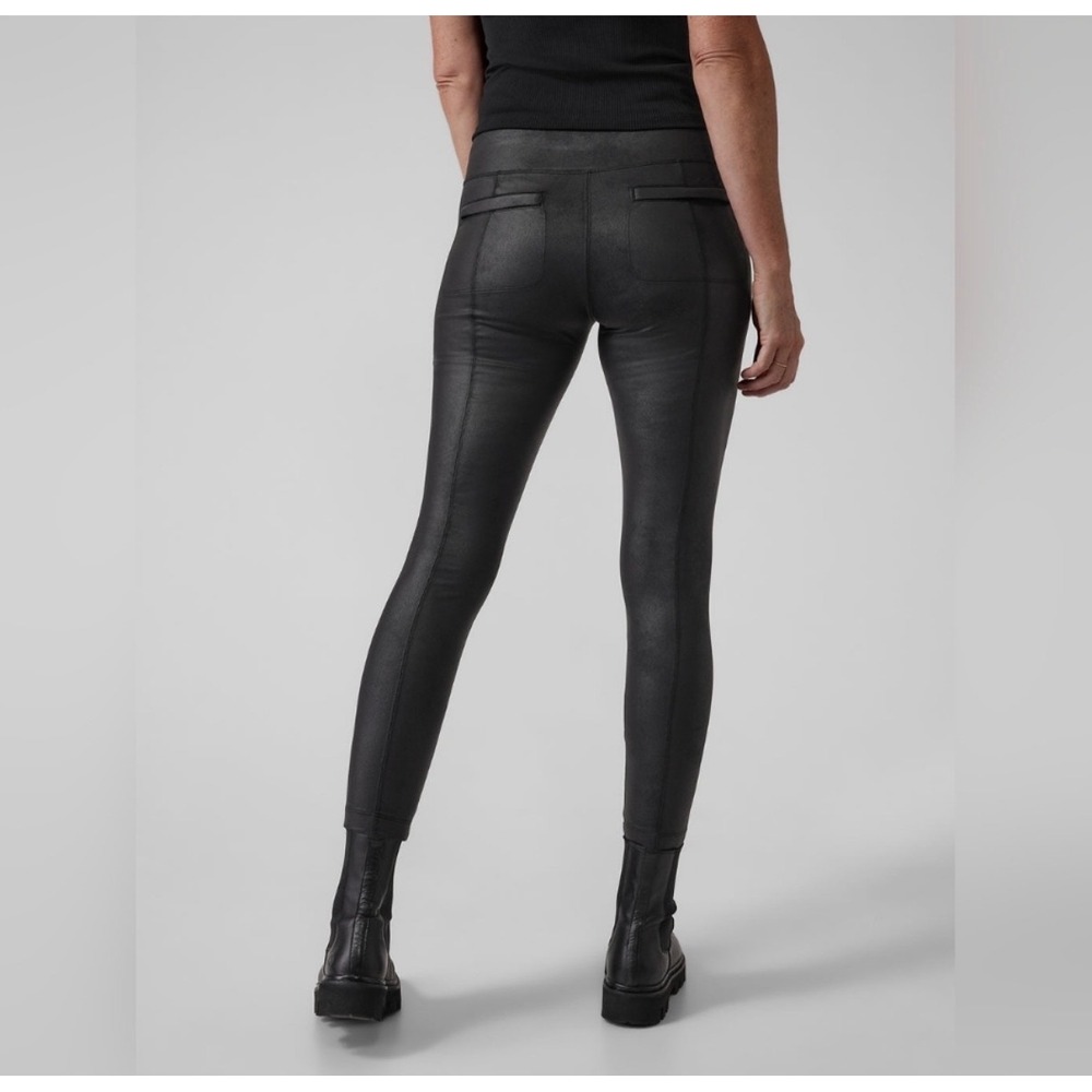 Athleta Women L Tall Delancey Gleam Tight Black Shine High Rise Pockets